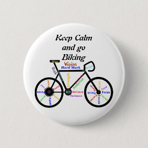 Keep Calm and go Biking, with Motivational Words 6 Cm Round Badge