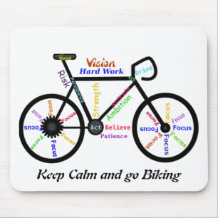 Keep Calm and go Biking, with Motivational Words Mouse Mat