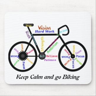 Keep Calm and go Biking, with Motivational Words Mouse Mat