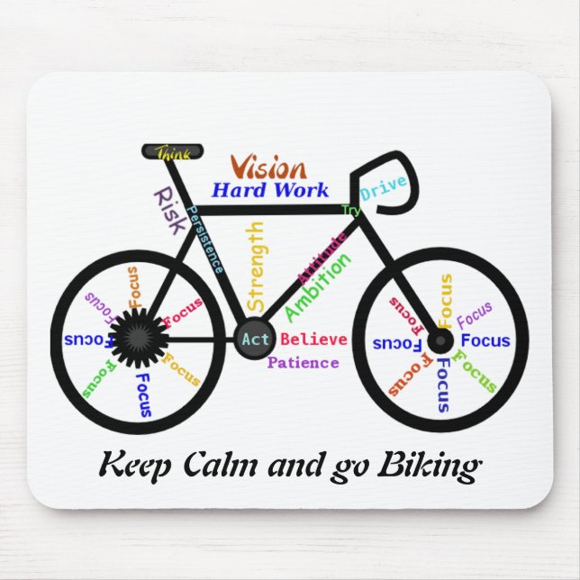 Keep Calm and go Biking, with Motivational Words Mouse Mat (Front)