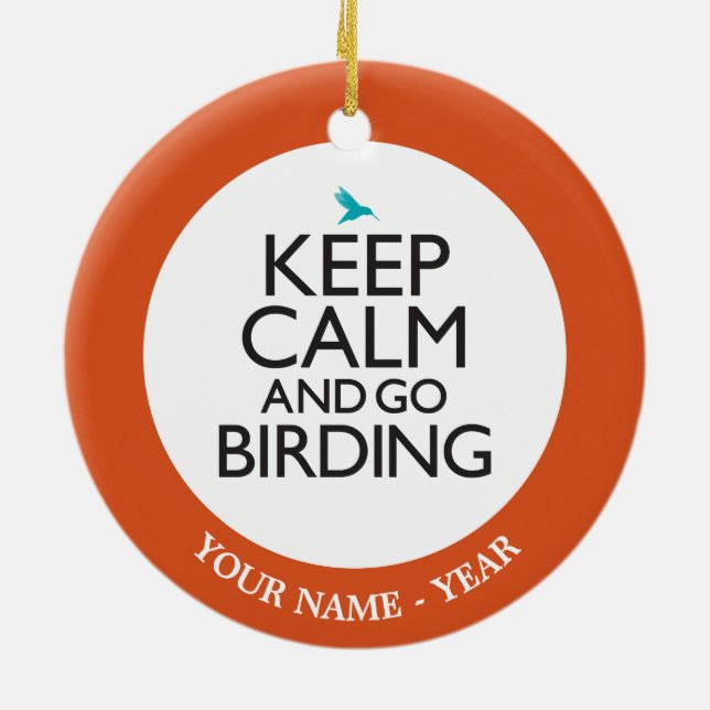 Keep Calm and Go Birding Ceramic Tree Decoration (Back)