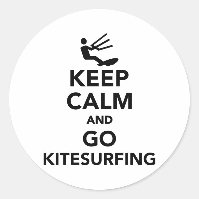Keep calm and go Kitesurfing Classic Round Sticker (Front)