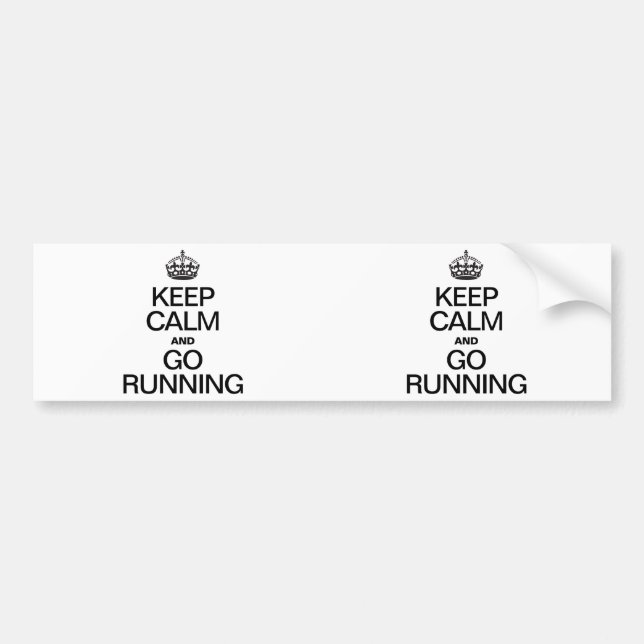 KEEP CALM AND GO RUNNING BUMPER STICKER (Front)
