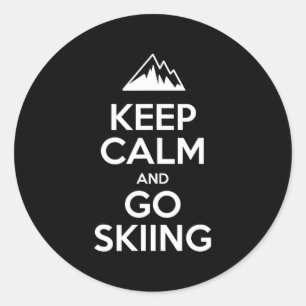 Keep calm and go skiing funny skier classic round sticker