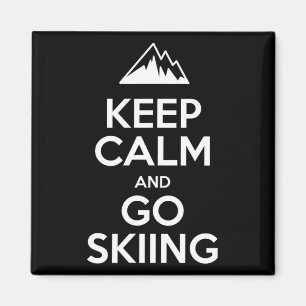 Keep calm and go skiing funny skier magnet