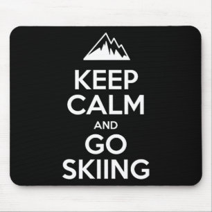 Keep calm and go skiing funny skier mouse mat