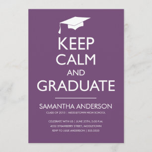 Keep Calm and Graduate Invitation - Purple