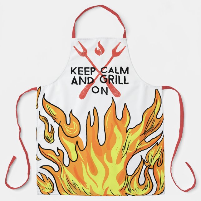 Keep Calm And Grill On Apron (Front)