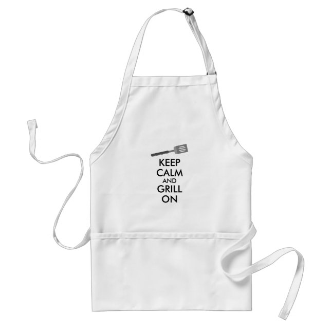 Keep Calm and Grill On Grilling Barbecue BBQ Apron (Front)