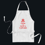Keep calm and have a cupcake baking adult apron<br><div class="desc">Keep calm and have a cupcake baking apron for mum. Design your own funny keep calm and carry on parody.
Cute kitchen aprons for men and women. Add your own quote.
Vintage typography with red crown.</div>