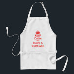 Keep calm and have a cupcake baking adult apron<br><div class="desc">Keep calm and have a cupcake baking apron for mum. Design your own funny keep calm and carry on parody.
Cute kitchen aprons for men and women. Add your own quote.
Vintage typography with red crown.</div>