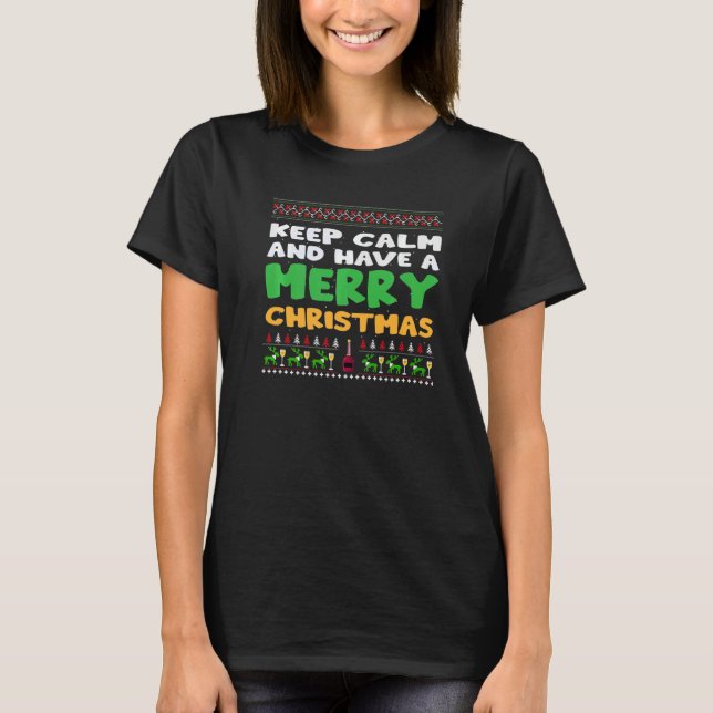 Keep Calm and Have a Merry Christmas Santa PJ Cost T-Shirt (Front)