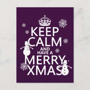 Keep Calm and Have A Merry Xmas (Christmas) Holiday Postcard