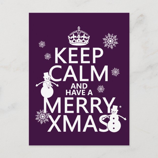 Keep Calm and Have A Merry Xmas (Christmas) Holiday Postcard (Front)