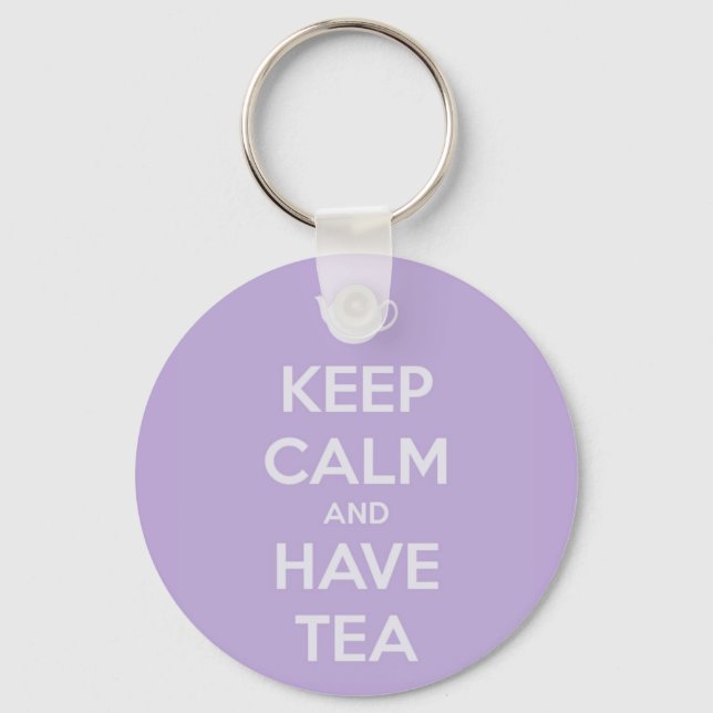 Keep Calm and Have Tea Lavender Key Ring (Front)