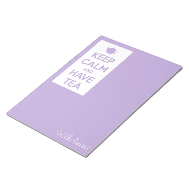 Keep Calm and Have Tea Lavender Personalised Notepad (Angled)