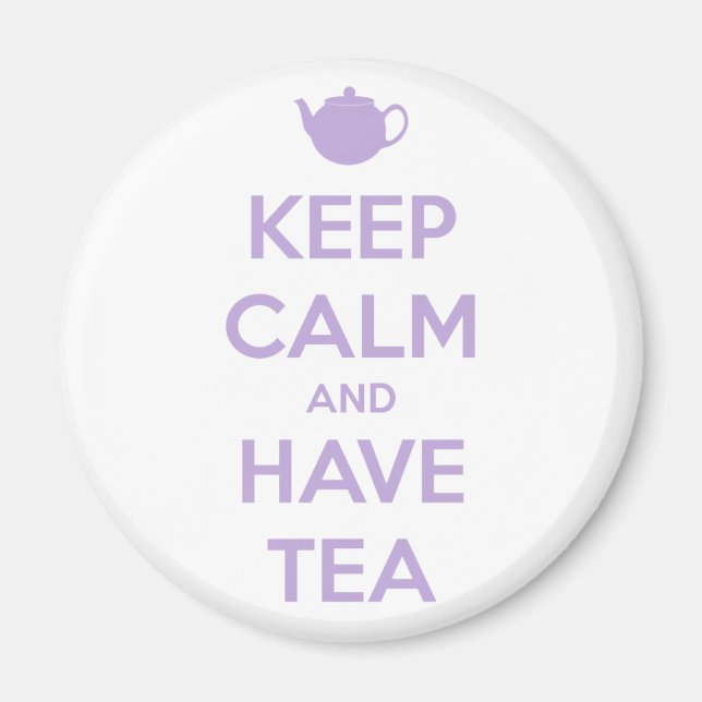 Keep Calm and Have Tea Lavender Round Magnet (Front)