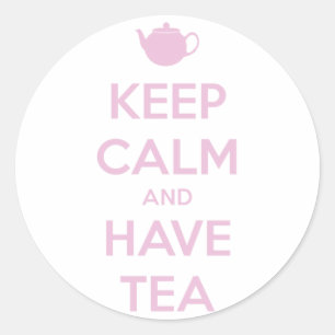 Keep Calm and Have Tea Pink on White Classic Round Sticker
