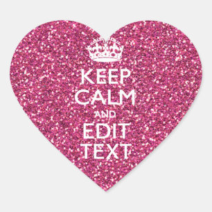 Keep Calm and Have Your Text on Pink Rose Heart Sticker