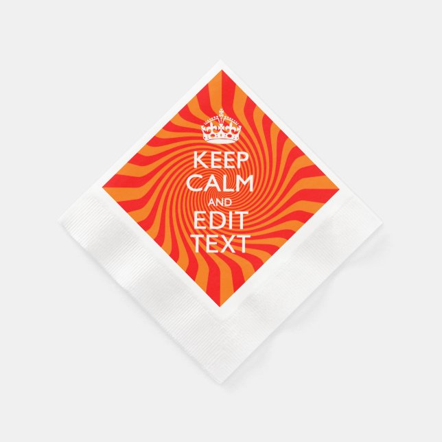 Keep Calm And Have Your Text Orange Swirl Napkin (Corner)