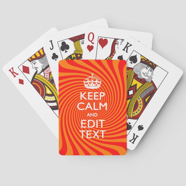 Keep Calm And Have Your Text Orange Swirl Playing Cards (Back)