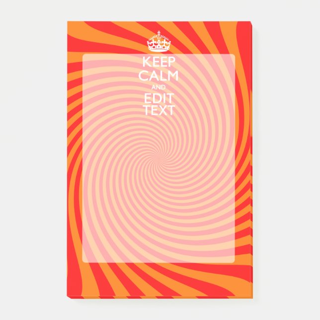 Keep Calm And Have Your Text Orange Swirl Post-it Notes (Front)