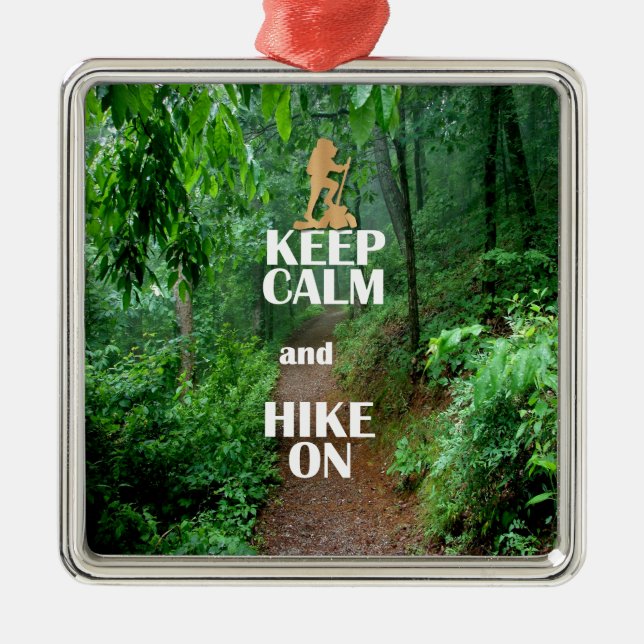 Keep Calm and Hike On Metal Tree Decoration (Front)