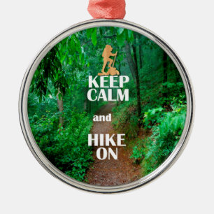 Keep Calm and Hike On Metal Tree Decoration