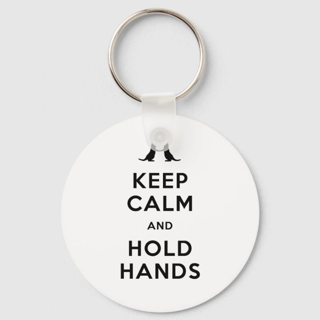 Keep Calm and Hold Hands (Otters Holding Hands) Key Ring (Front)