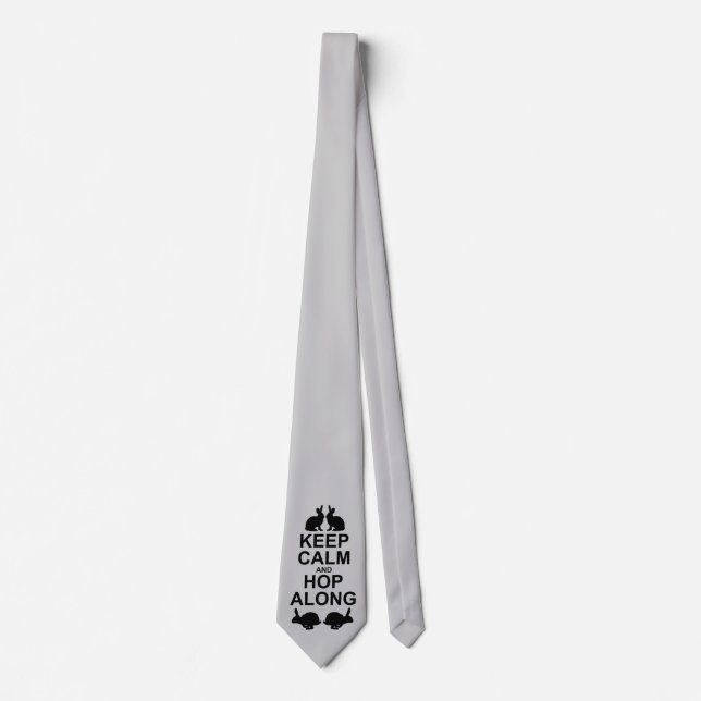 Keep Calm and Hop Along Tie (Light Grey) (Front)