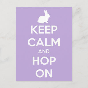 Keep Calm and Hop On Lavender and White Postcard