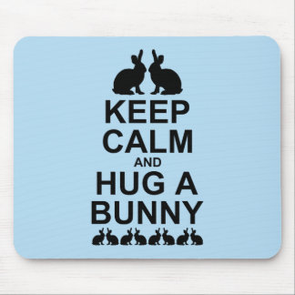 Keep Calm and Hug a Bunny Mousemat (Light Blue)