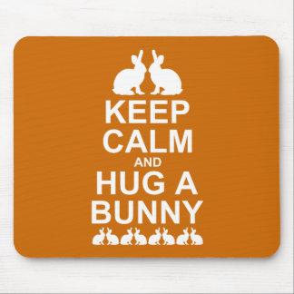 Keep Calm and Hug a Bunny Mousemat (Orange)