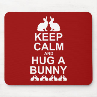 Keep Calm and Hug a Bunny Mousemat (Red)