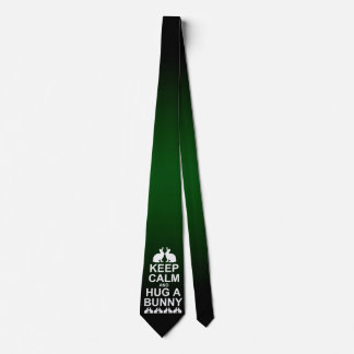 Keep Calm and Hug a Bunny Tie Dbl(Green/Black)
