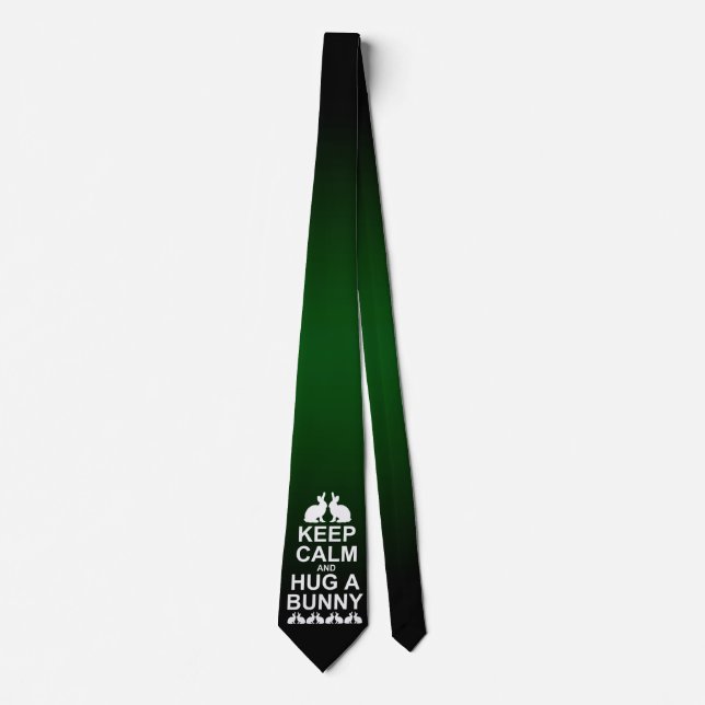 Keep Calm and Hug a Bunny Tie Dbl(Green/Black) (Front)