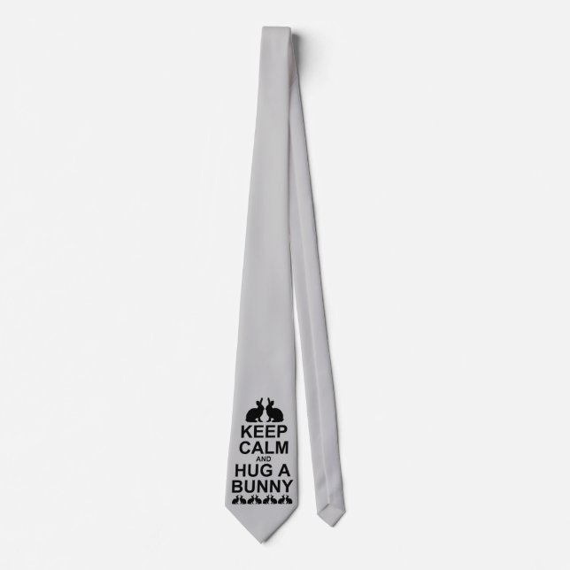 Keep Calm and Hug a Bunny Tie Dbl Side(Light Grey) (Front)