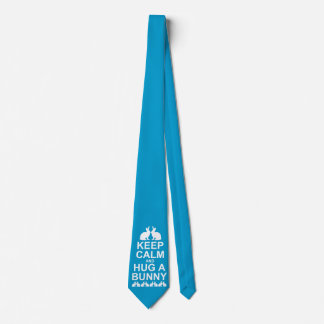 Keep Calm and Hug a Bunny Tie Dbl Side(Turquoise)