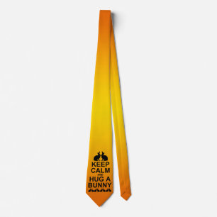 Keep Calm and Hug a Bunny Tie Dbl (Yellow/Orange)