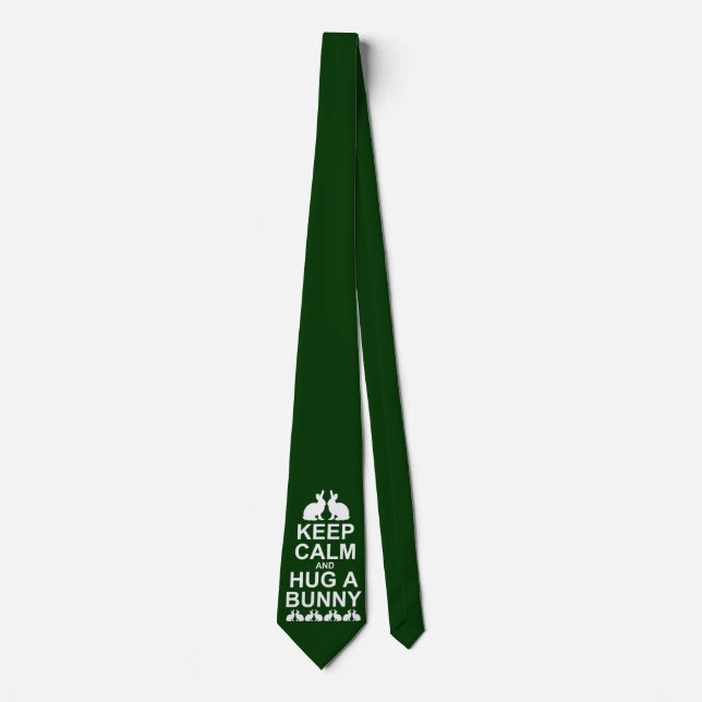Keep Calm and Hug a Bunny Tie Double Side (Green) (Front)