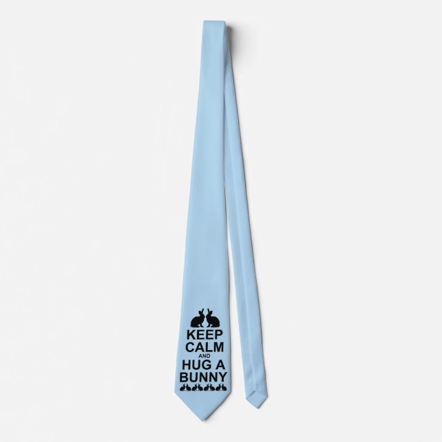 Keep Calm and Hug a Bunny Tie (Light Blue) (Front)
