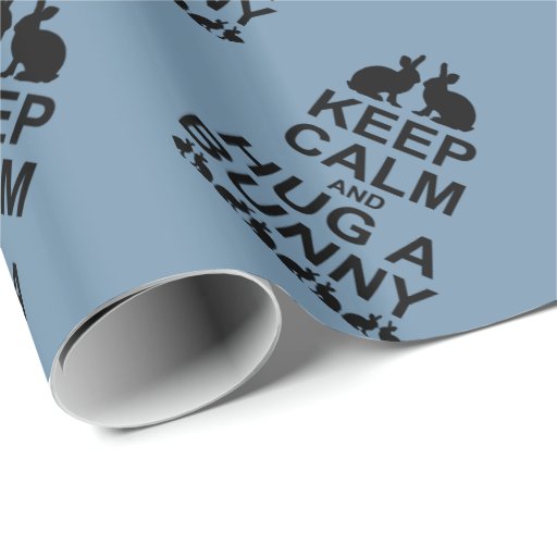 Image of Keep Calm and Hug a Bunny Wrapping Paper (Blue)