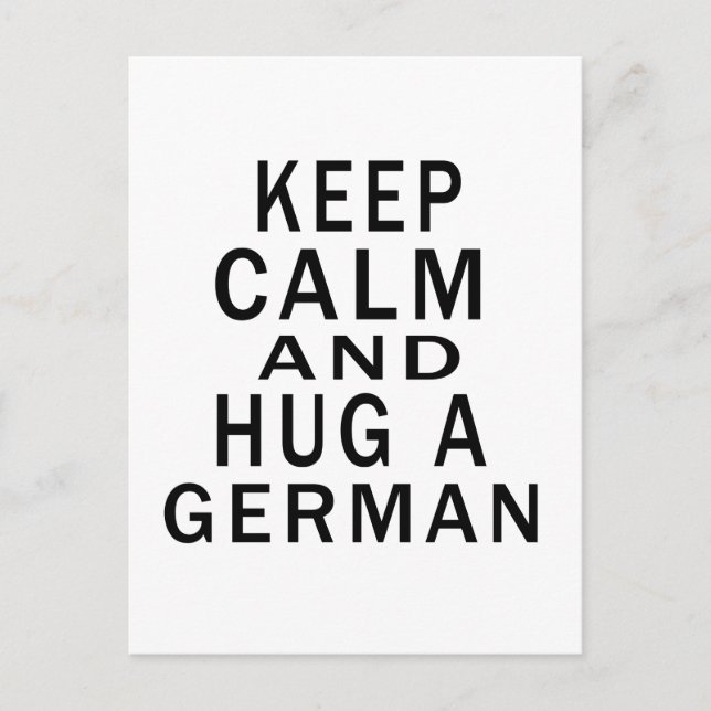 Keep Calm And Hug A German Postcard (Front)