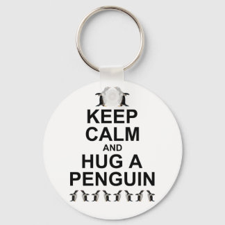 Keep Calm and Hug a Penguin Keyring