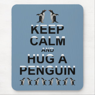 Keep Calm and Hug a Penguin Mousemat (Sky Blue)