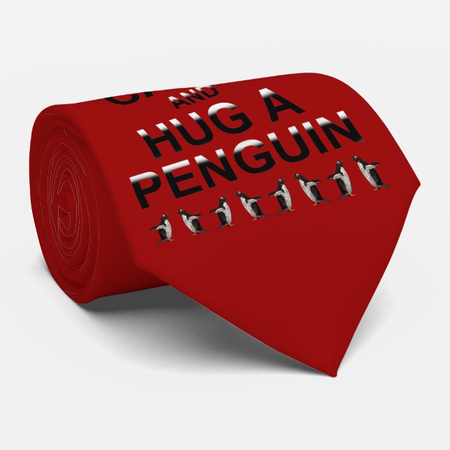 Keep Calm and Hug a Penguin Tie (Red) (Rolled)