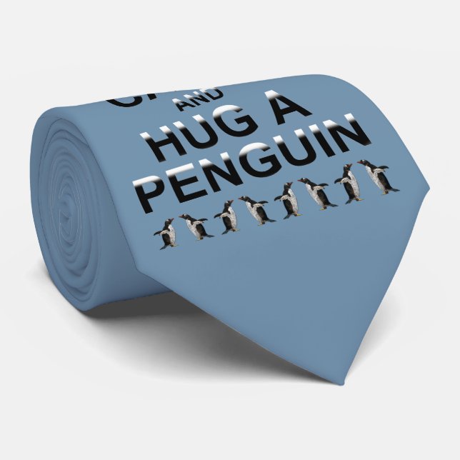 Keep Calm and Hug a Penguin Tie (Sky Blue) (Rolled)