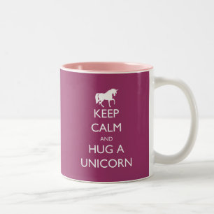 Keep Calm and Hug a Unicorn Two-Tone Coffee Mug
