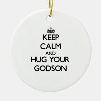 Keep Calm and Hug your Godson Ceramic Tree Decoration