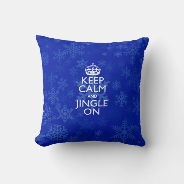 Keep Calm And Jingle On Blue Decor Cushion (Front)